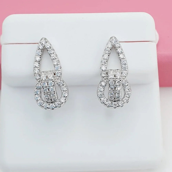 925 Sterling Silver Cubic Zirconia Earrings, U19254710 - Picture 1 of 11